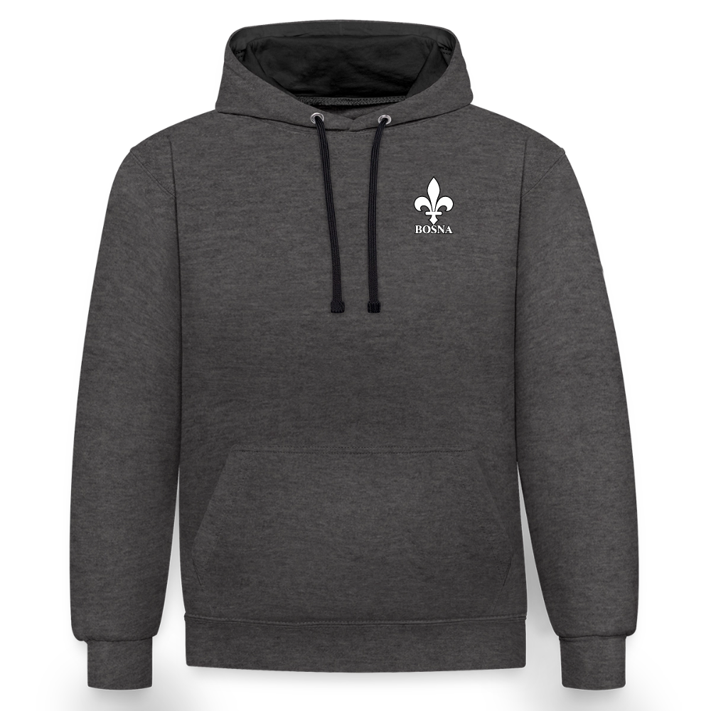 BOSNA Hoodie mit Lilie – AWDis Just Hoods Kontrast-Hoodie mit Ärmelprints - Anthrazit/Schwarz