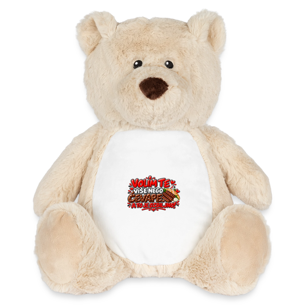 VOLIM TE VIŠE NEGO ĆEVAPE ❤️🧸 – Großer Kuschelteddy 32 cm - Weiß/Mittelbraun