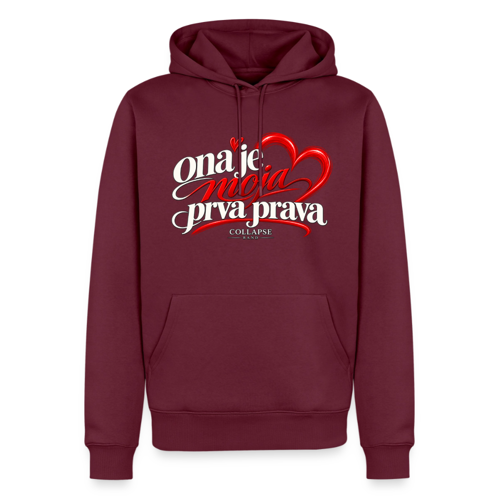 Männer Premium Hoodie - ona je moja prva prava - Burgunderrot
