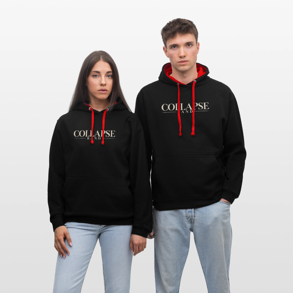Kontrast-Hoodie - Collapse band - Schwarz/Rot