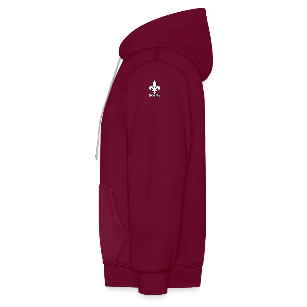BOSNA Hoodie mit Lilie – AWDis Just Hoods Kontrast-Hoodie mit Ärmelprints - Weinrot/Anthrazit