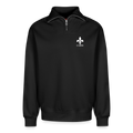 CAZIN Premium Half-Zip Hoodie – Bosnische Lilie auf Brust & Ärmeln | SPREAD - Schwarz