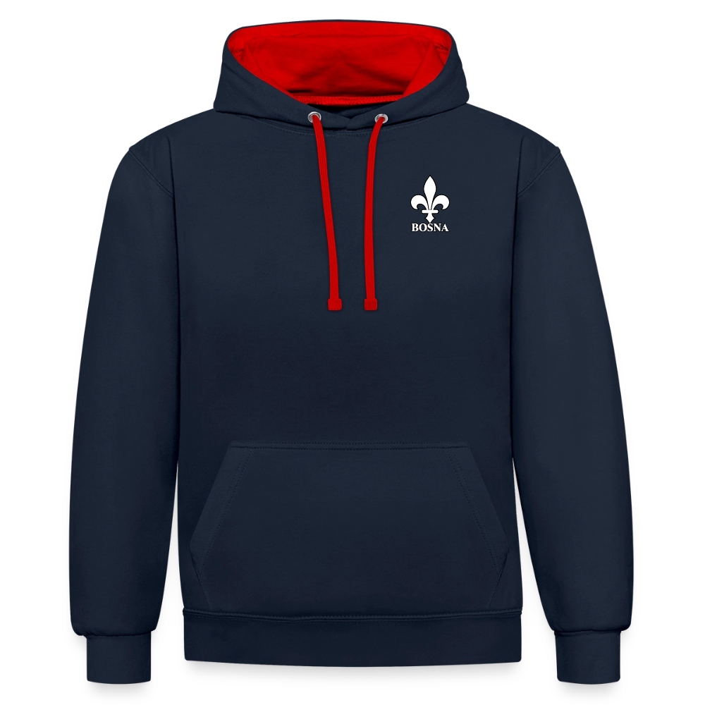 BOSNA Hoodie mit Lilie – AWDis Just Hoods Kontrast-Hoodie Unisex - Navy/Rot