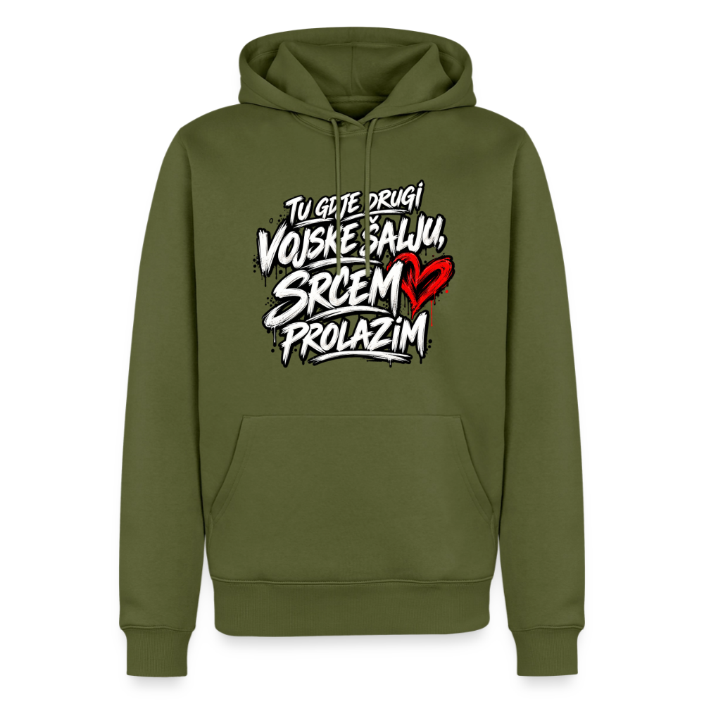 Männer Premium Hoodie - tu gdje drugi vojske salju srcem prolazim - Khaki