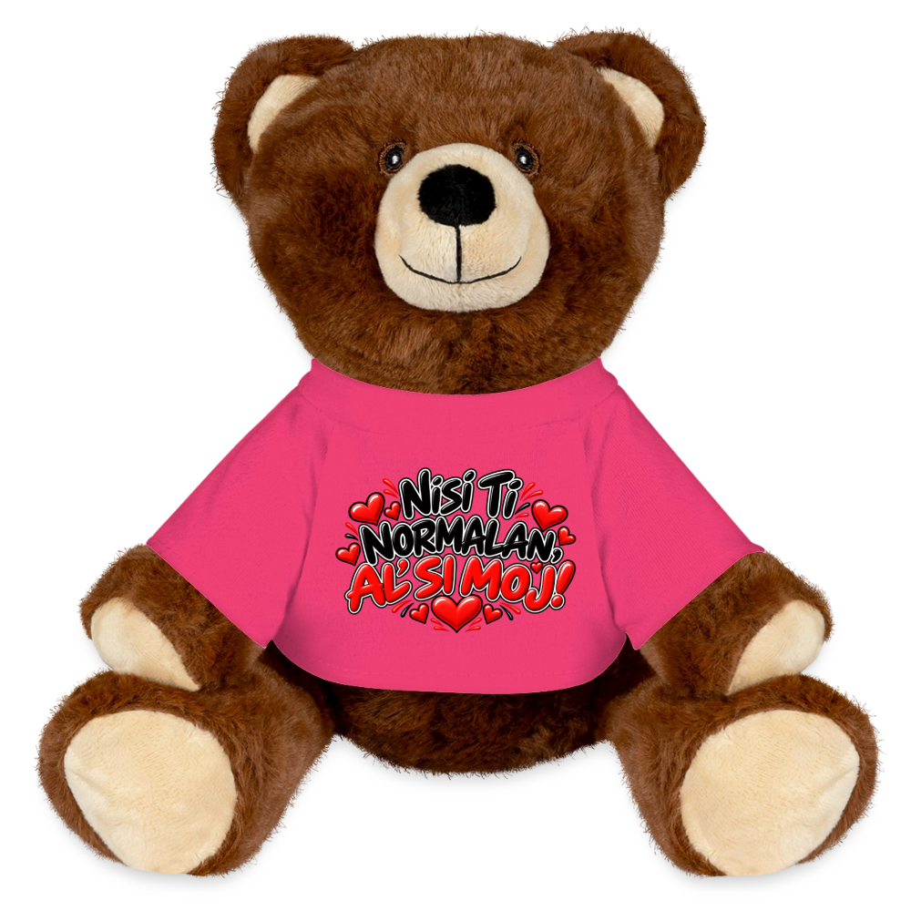 Nisi ti normalan al si moj Kuschelteddy MiniFeet® – Nachhaltiger Teddybär mit Herz-Design - Pink