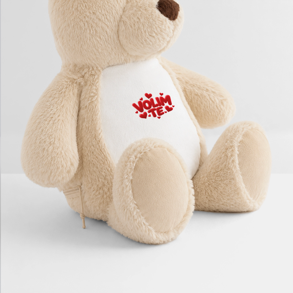 VOLIM TE Kuschelteddy 32 cm mit Herz-Design - Weiß/Mittelbraun