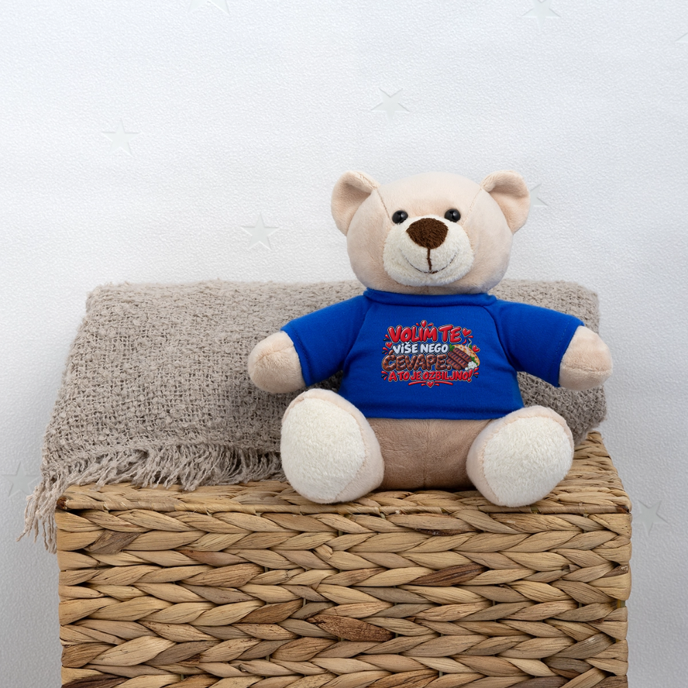 VOLIM TE VIŠE NEGO ĆEVAPE ❤️🧸 – Süßer Kuschelteddy 20 cm - Königsblau