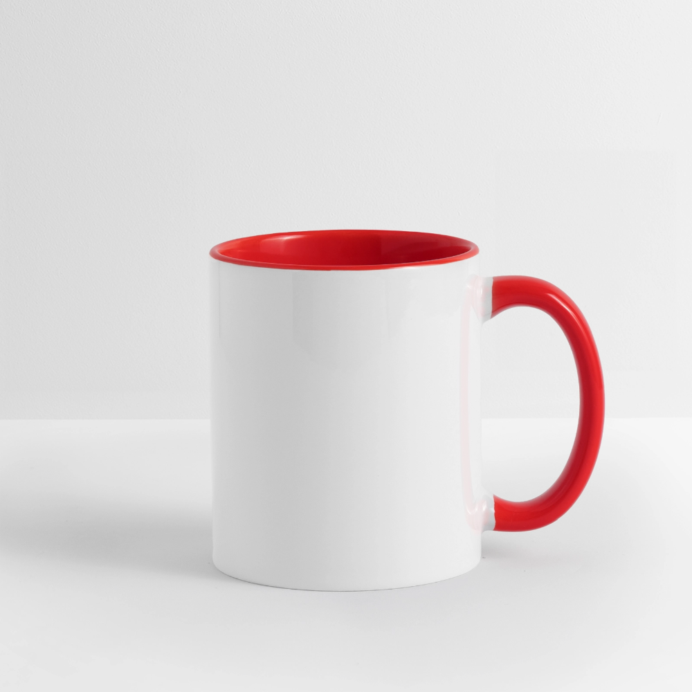 Weihnachtstasse 🎄 Weihnachtszauber bei Familie Müller – Tasse zweifarbig personalisiert - Weiß/Rot