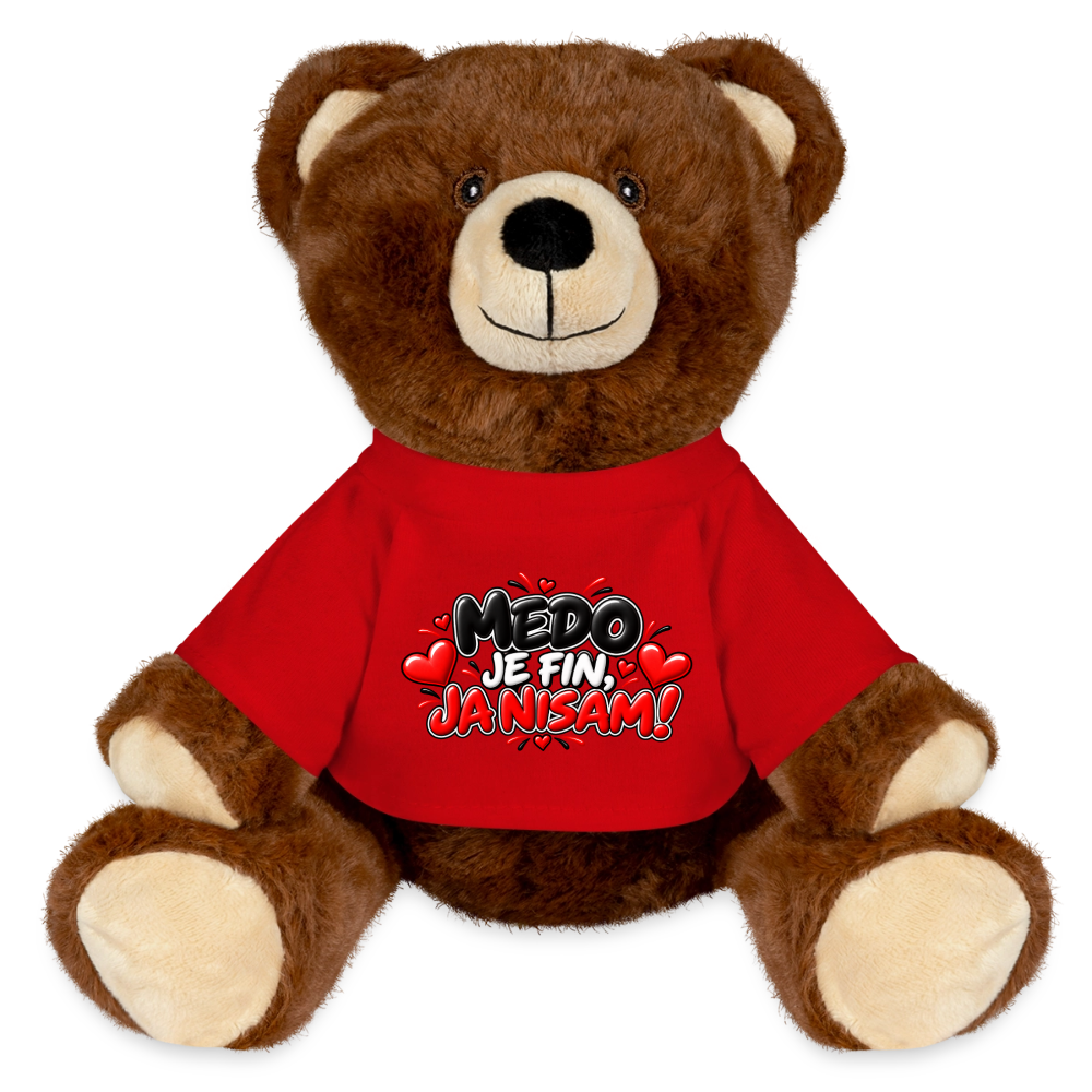Medo je fin ja nisam Kuschelteddy MiniFeet® – Nachhaltiger Teddybär mit Herz-Design - Rot