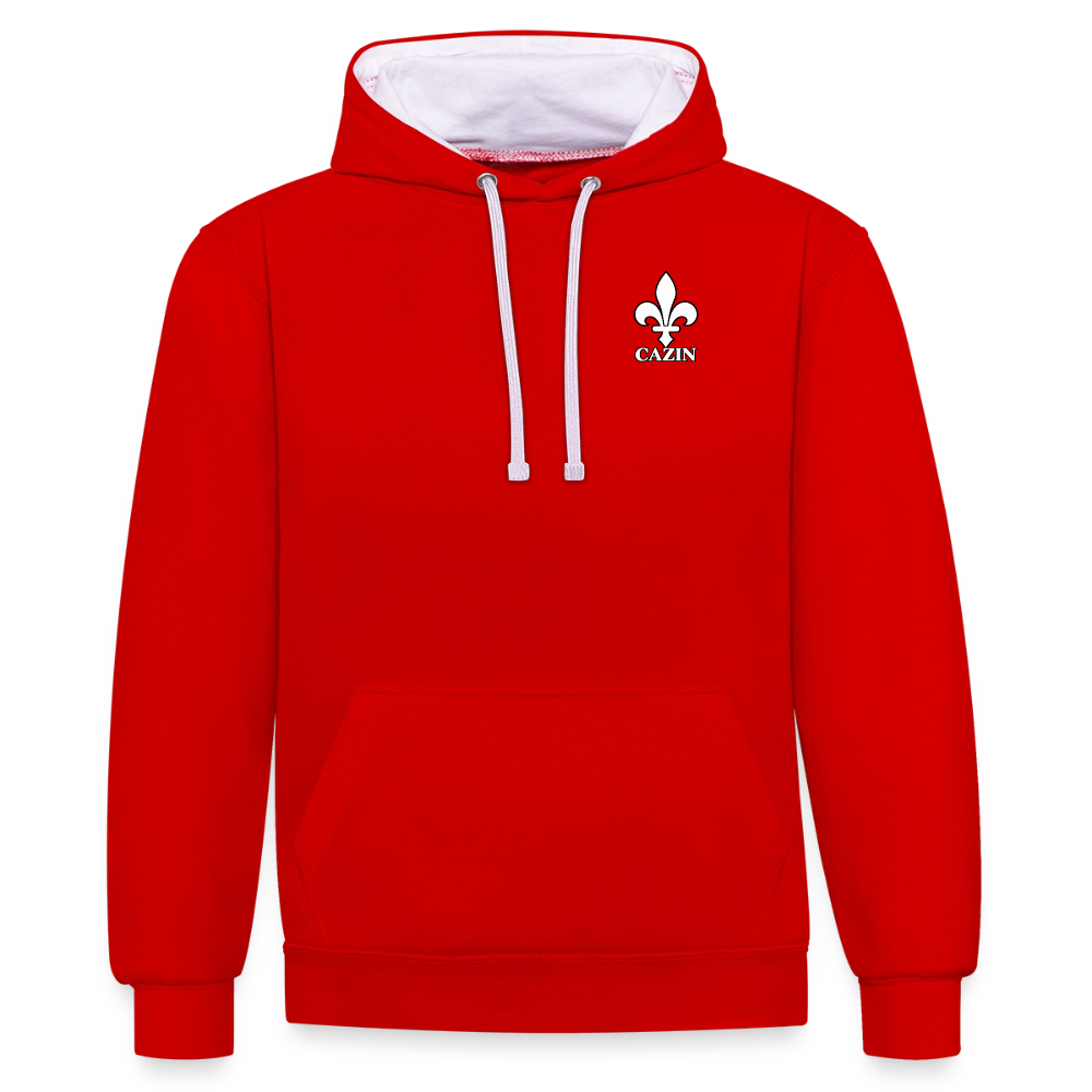 AWDis Just Hoods Kontrast-Hoodie Unisex – CAZIN mit bosnischer Lilie | Brustprint - Rot/Weiß