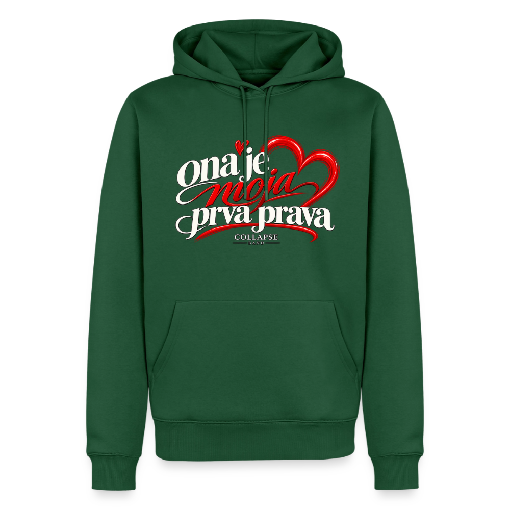 Männer Premium Hoodie - ona je moja prva prava - Flaschengrün
