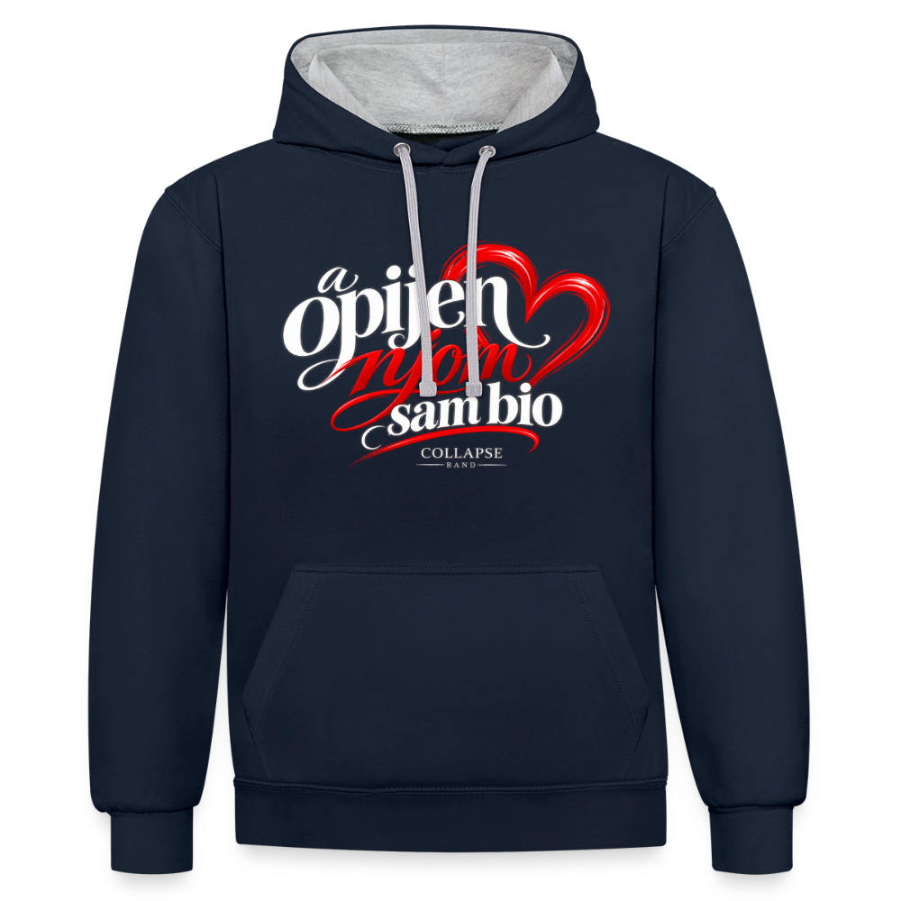 Kontrast-Hoodie - Opijen njom sam bio - Navy/Grau meliert