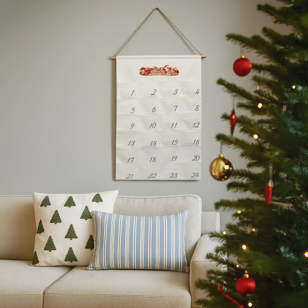 Leinen Adventskalender - Naturweiß