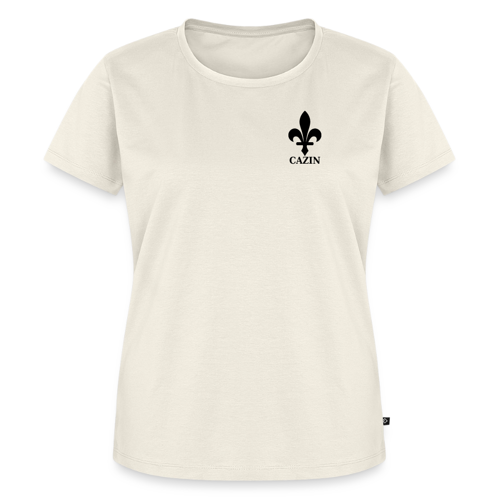 CAZIN Premium T-Shirt Frauen – Bosnische Lilie | Left-Chest-Print - Naturweiß