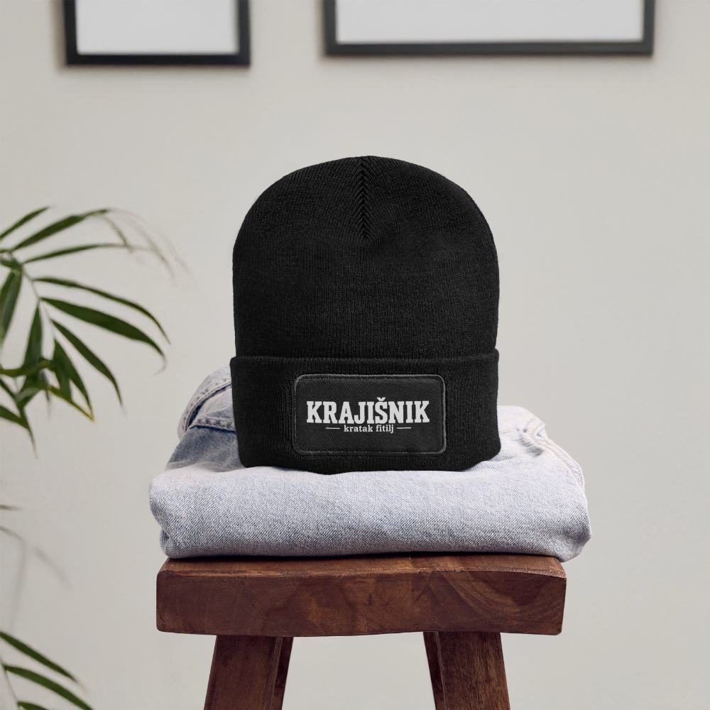 Recycelte Patch Beanie - Schwarz