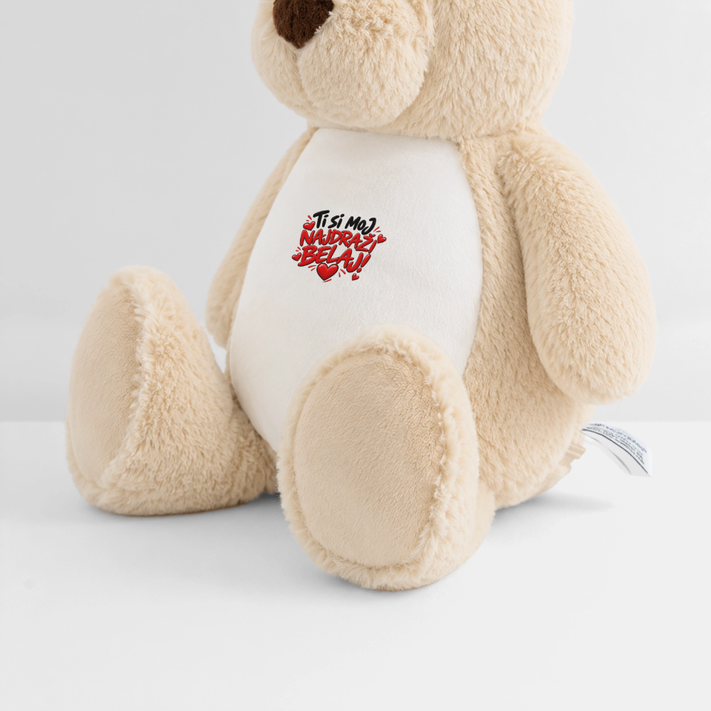 Ti si moj najdrazi belaj Kuschelteddy 32 cm mit Herz-Design - Weiß/Mittelbraun