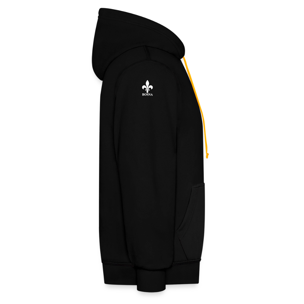 BOSNA Hoodie mit Lilie – AWDis Just Hoods Kontrast-Hoodie mit Ärmelprints - Schwarz/Gold