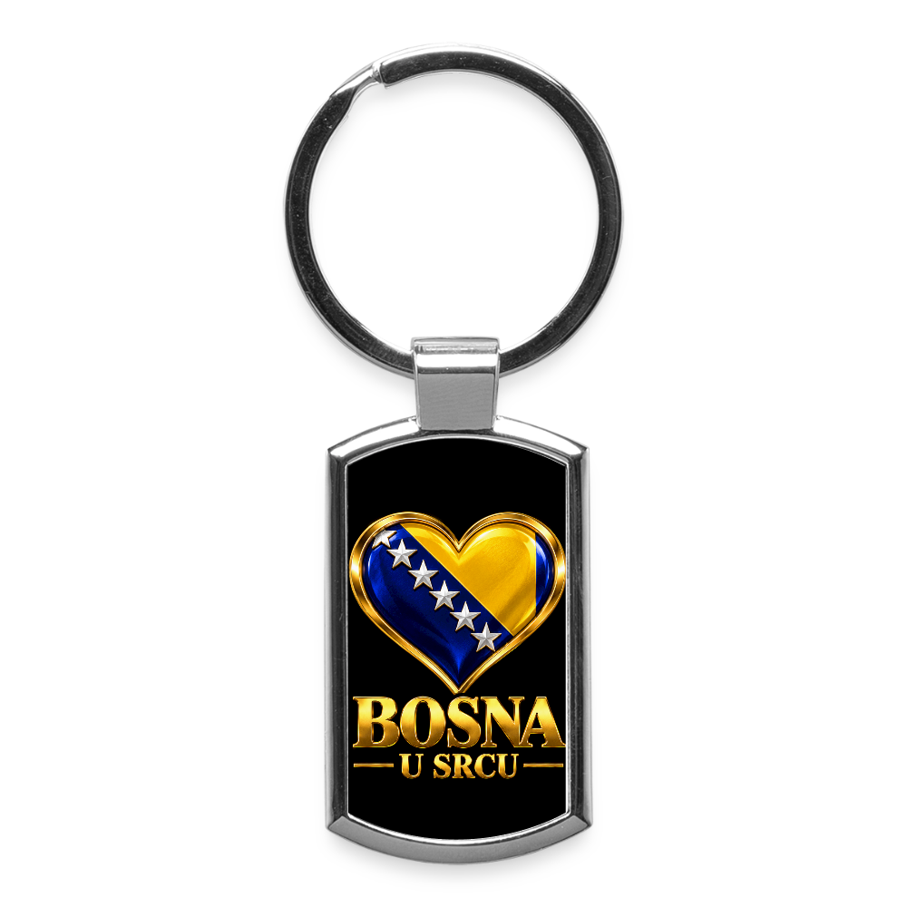 BOSNA U SRCU Schlüsselanhänger mit goldener Lilie - Lightsilver