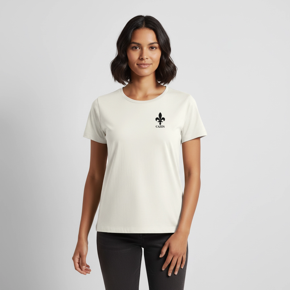 CAZIN Premium T-Shirt Frauen – Bosnische Lilie | Left-Chest-Print - Naturweiß