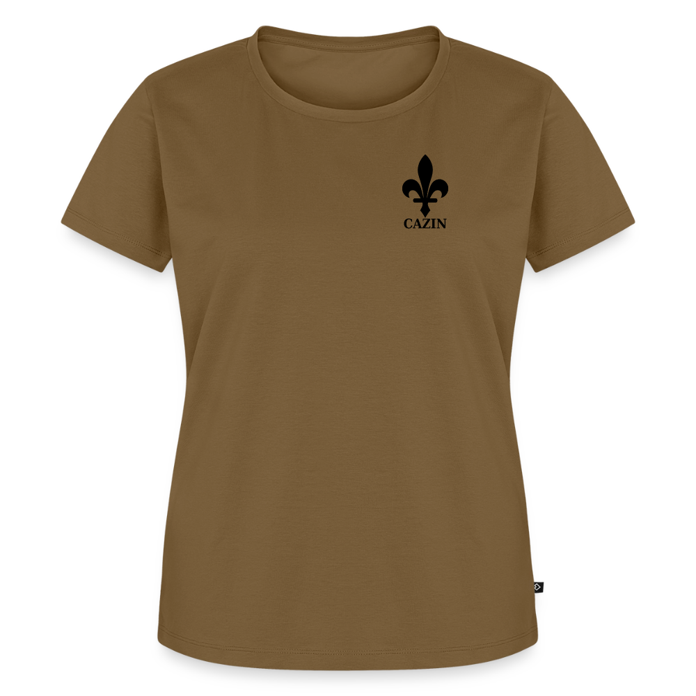 CAZIN Premium T-Shirt Frauen – Bosnische Lilie | Left-Chest-Print - Nussbraun
