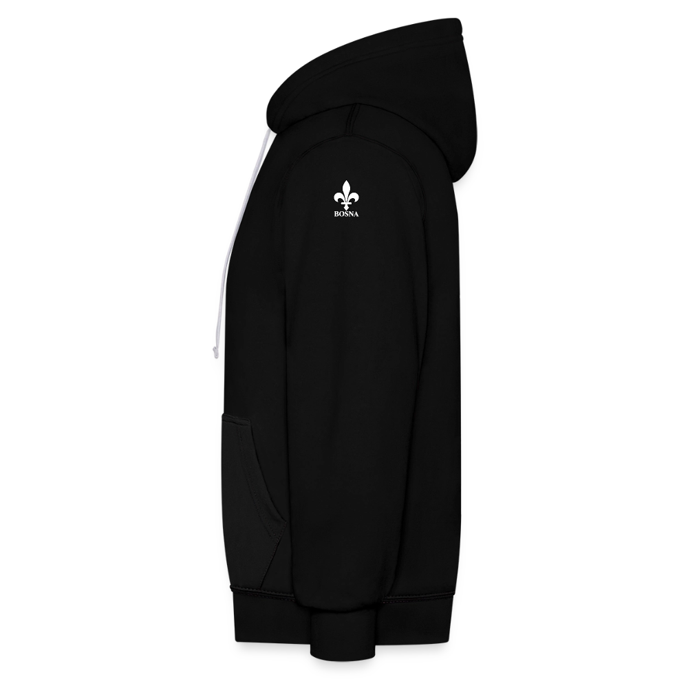 BOSNA Hoodie mit Lilie – AWDis Just Hoods Kontrast-Hoodie mit Ärmelprints - Schwarz/Grau meliert