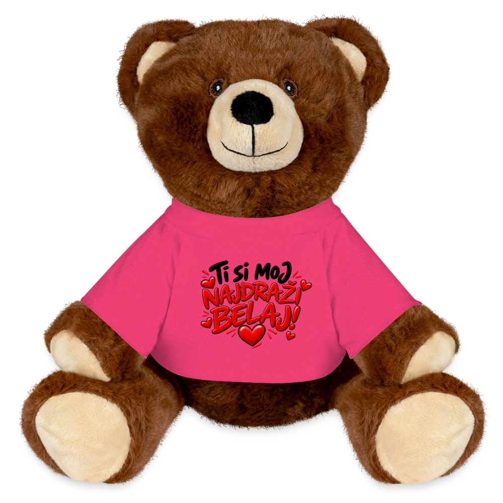 Ti si moj najdrazi belaj Kuschelteddy MiniFeet® – Nachhaltiger Teddybär mit Herz-Design - Pink