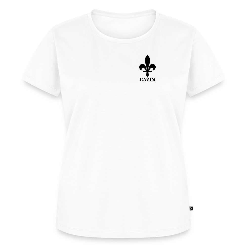CAZIN Premium T-Shirt Frauen – Bosnische Lilie | Brust- & Rückenprint - Weiß