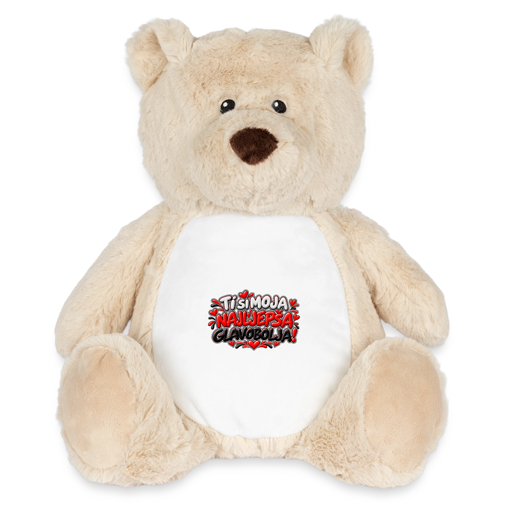 TI SI MOJA NAJLJEPŠA GLAVOBOLJA ❤️🧸 – Großer Kuschelteddy 32 cm - Weiß/Mittelbraun