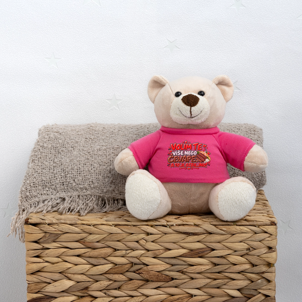 VOLIM TE VIŠE NEGO ĆEVAPE ❤️🧸 – Süßer Kuschelteddy 20 cm - Pink