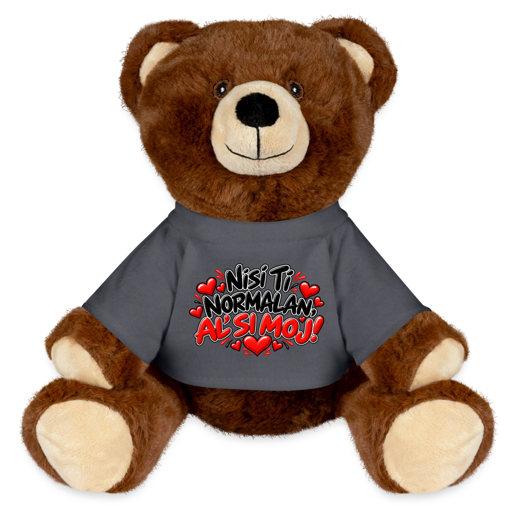 Nisi ti normalan al si moj Kuschelteddy MiniFeet® – Nachhaltiger Teddybär mit Herz-Design - Anthrazit