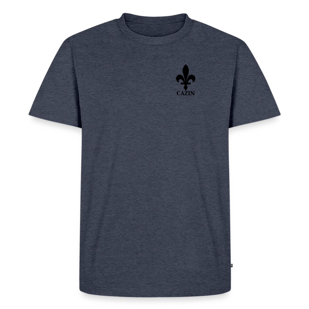 CAZIN Premium T-Shirt Herren – Bosnische Lilie | Brust- & Rückenprint - Jeansblau 