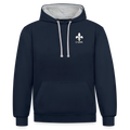 AWDis Just Hoods Kontrast-Hoodie Unisex – CAZIN mit bosnischer Lilie | Brustprint - Navy/Grau meliert
