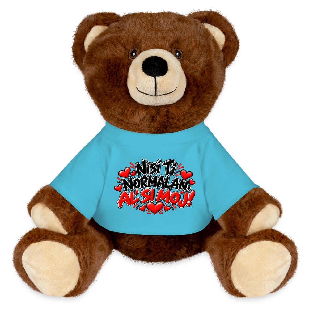 Nisi ti normalan al si moj Kuschelteddy MiniFeet® – Nachhaltiger Teddybär mit Herz-Design - Atollblau