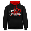 Kontrast-Hoodie - Ona je moja prva prava - Schwarz/Rot