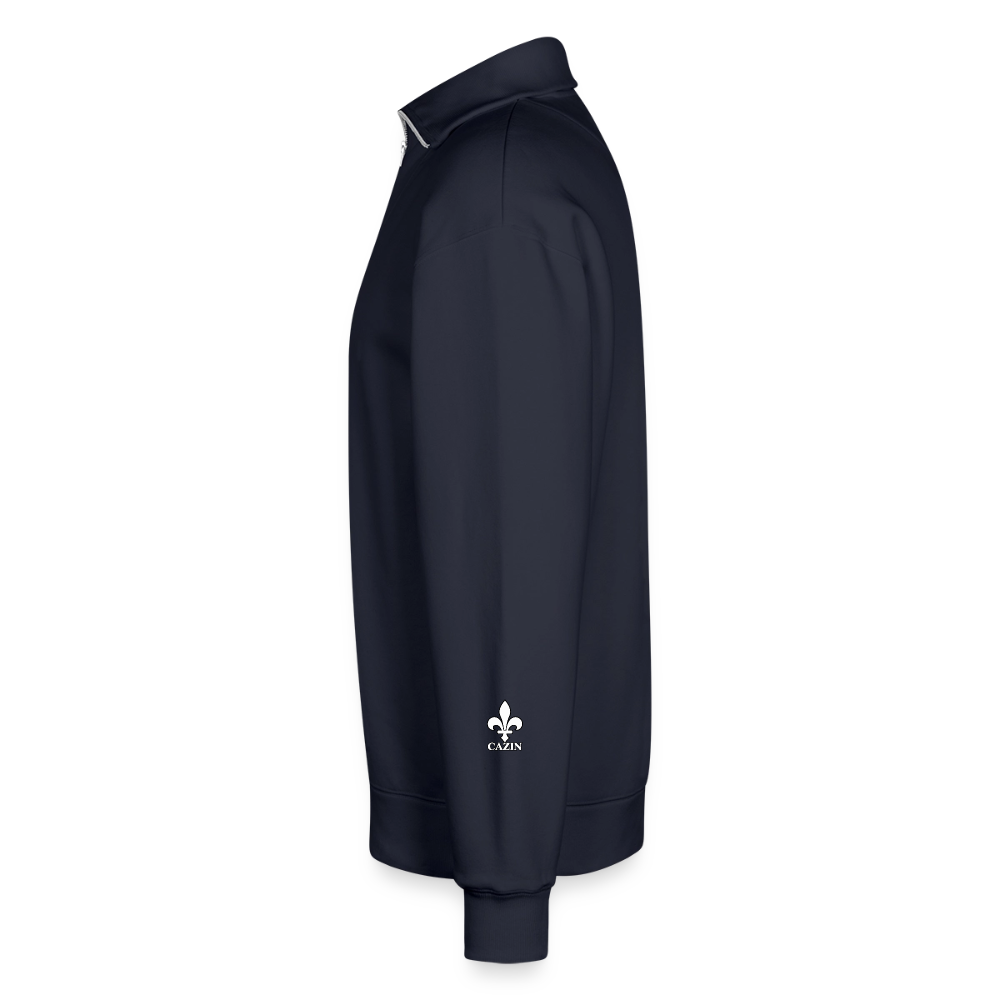 CAZIN Premium Half-Zip Hoodie – Bosnische Lilie auf Brust & Ärmeln | SPREAD - Navy