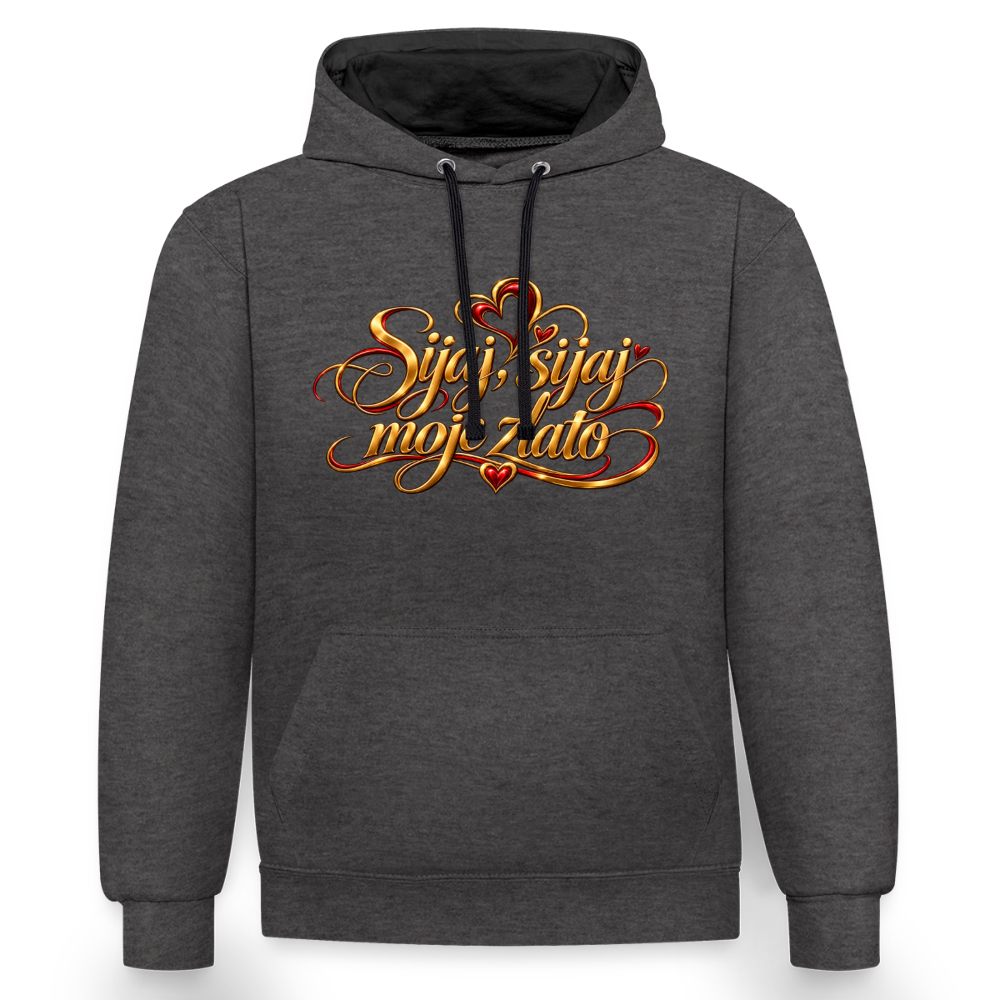 Kontrast-Hoodie - Sijaj sijaj moje zlato - Anthrazit/Schwarz