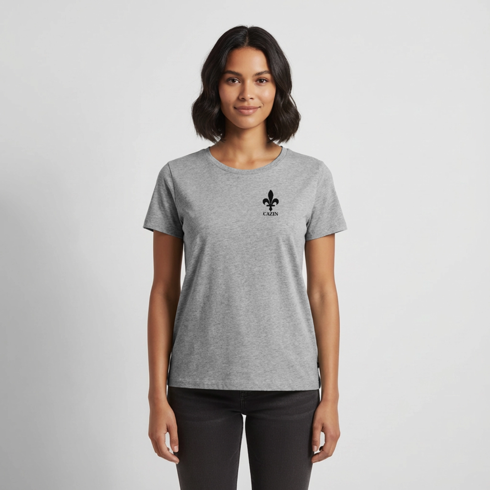 CAZIN Premium T-Shirt Frauen – Bosnische Lilie | Left-Chest-Print - Grau meliert