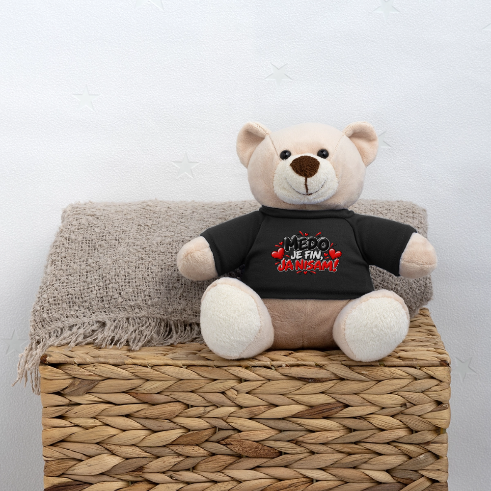 MEDO JE FIN, JA NISAM 😈🧸 – Lustiger Kuschelteddy 20 cm mit Balkan-Spruch | Geschenkidee - Schwarz