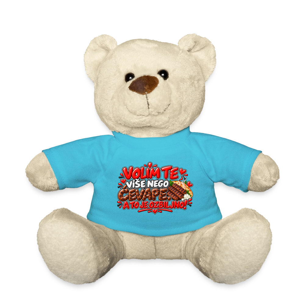 VOLIM TE VIŠE NEGO ĆEVAPE ❤️🧸 – Süßer Kuschelteddy 20 cm - Atollblau