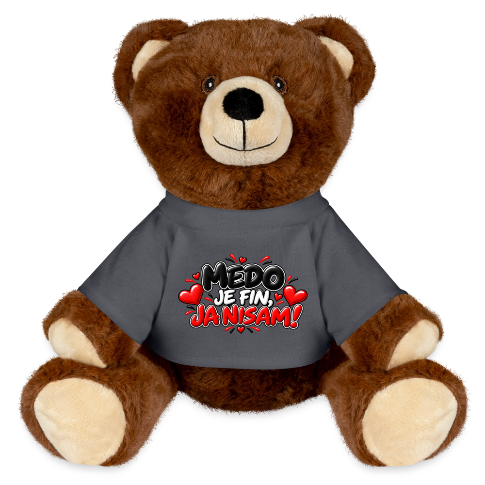 Medo je fin ja nisam Kuschelteddy MiniFeet® – Nachhaltiger Teddybär mit Herz-Design - Anthrazit