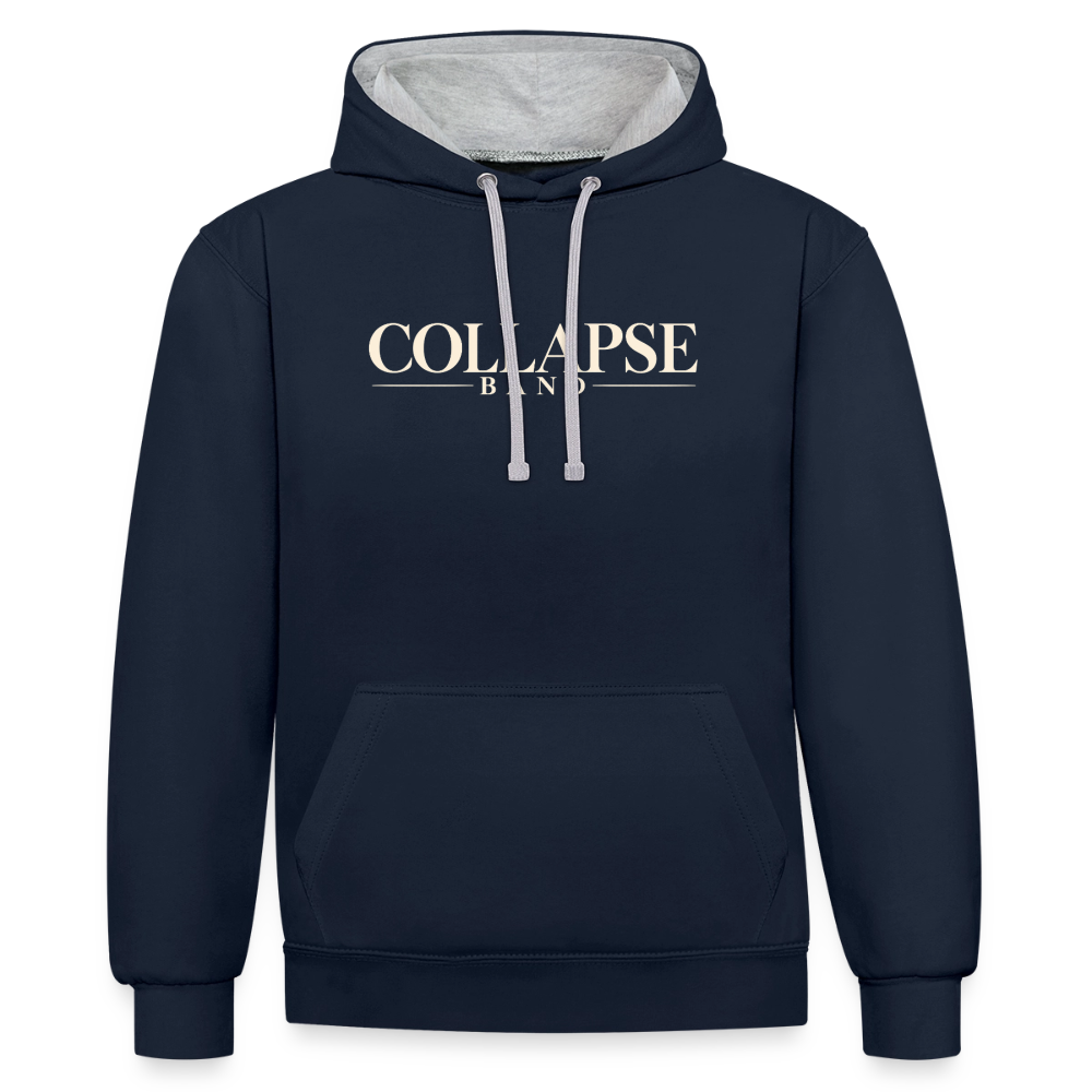 Kontrast-Hoodie - Collapse band - Navy/Grau meliert