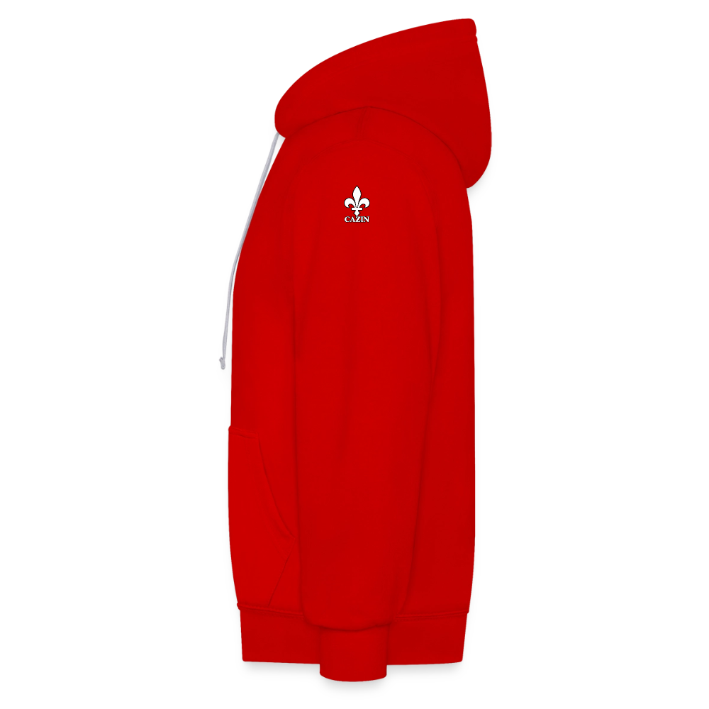 AWDis Just Hoods Kontrast-Hoodie Unisex – CAZIN mit bosnischen Lilien | Brust- & Schulterprint - Rot/Weiß