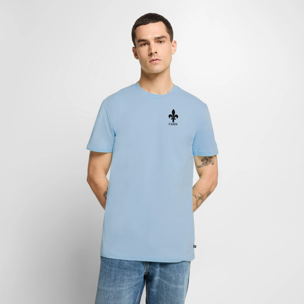 CAZIN Premium T-Shirt Herren – Bosnische Lilie | Brust- & Rückenprint - Hellblau