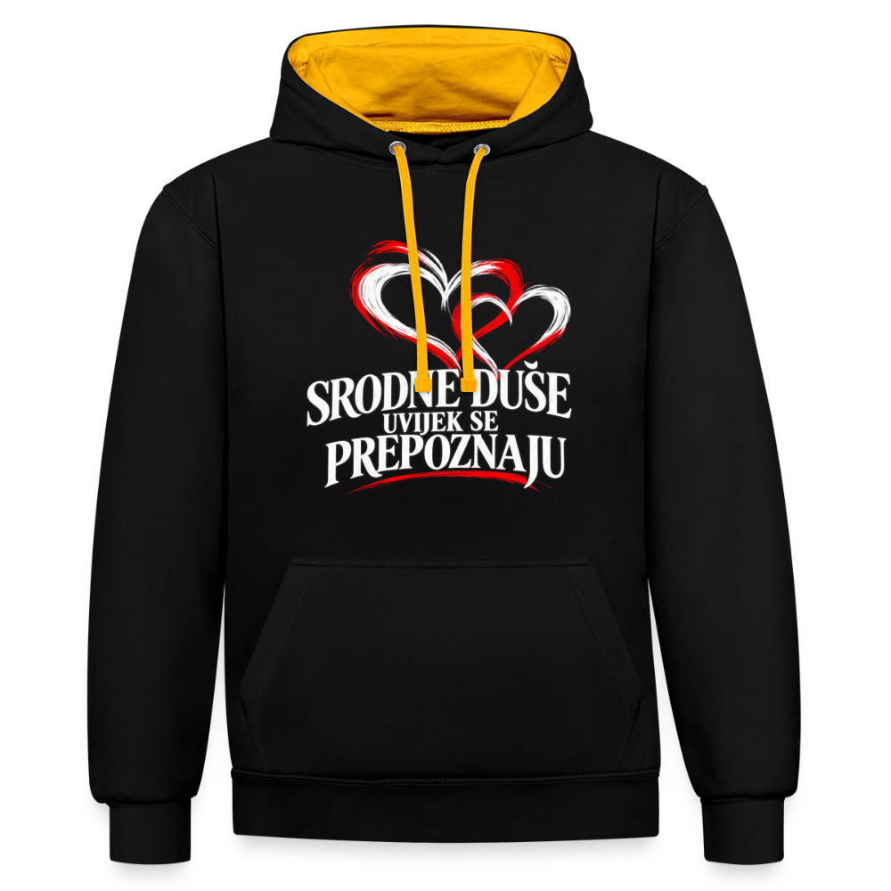 Kontrast-Hoodie - Srodne duse uvijek se prepoznaju - Schwarz/Gold