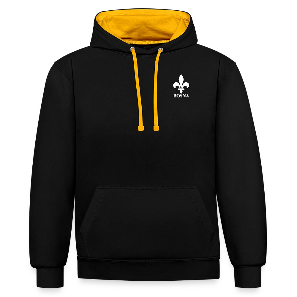 BOSNA Hoodie mit Lilie – AWDis Just Hoods Kontrast-Hoodie Unisex - Schwarz/Gold
