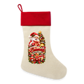 Leinen Weihnachtsstrumpf 🎄 Weihnachtszauber – Personalisiert mit Wunschname | Zum Befüllen - Natur/Rot 