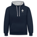 BOSNA Hoodie mit Lilie – AWDis Just Hoods Kontrast-Hoodie mit Ärmelprints - Navy/Grau meliert