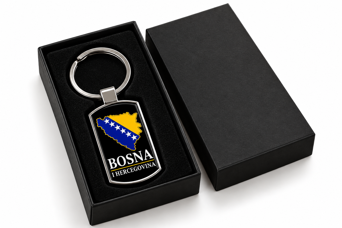 BOSNA I HERCEGOVINA Schlüsselanhänger mit Bosnien-Flagge – Aluminium