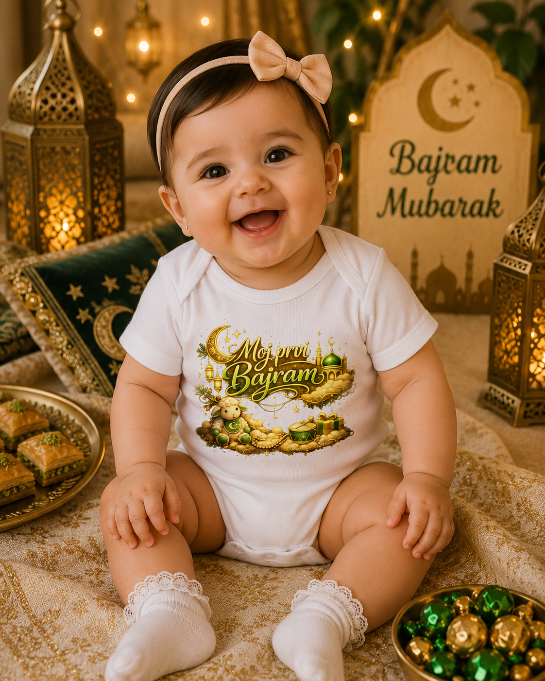 🇧🇦 Moj prvi Bajram Premium – Dječiji organski bodi | Bajramski bodi za bebe