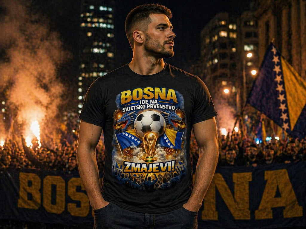 Herren Heavy Cotton T-Shirt - Zmajevi WM 2026 | Frontprint
